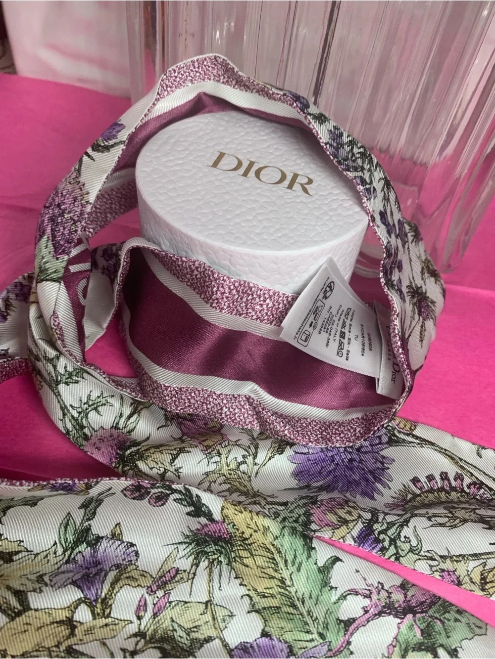 With Box Pre Owned Dior Floral Silk Twilly Scarf
